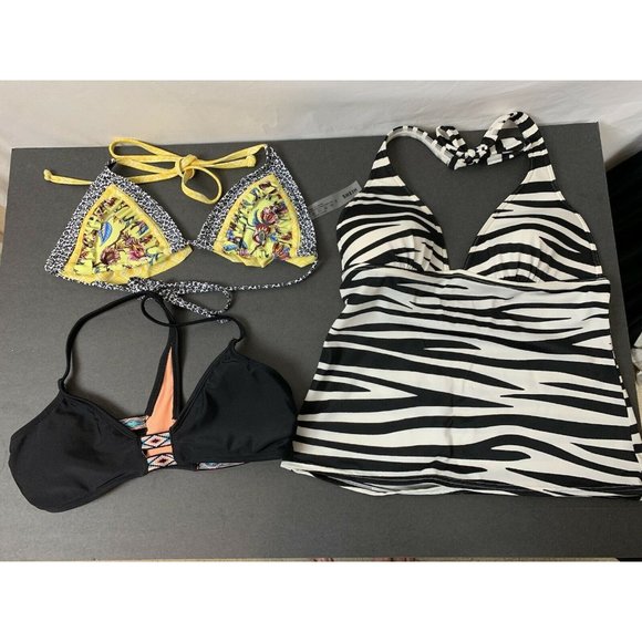 Victoria’s Secret Tankini Top Size Small Lot Bundle Stripes Yellow Ruffles Triba - Picture 2 of 12